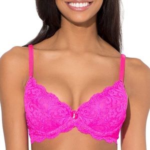 Womens hot pink lace push up bra size 36B